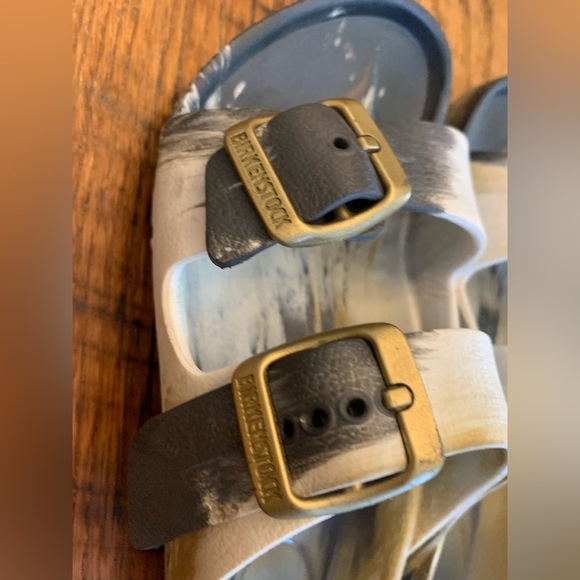 Birkenstock Kids Marbled Arizona Slip On Sandals Gray White green Size 30 - Picture 2 of 7